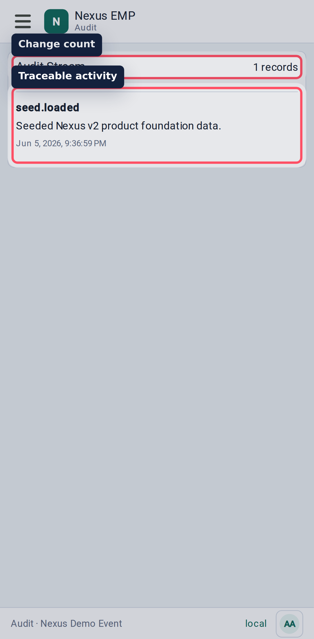 Configure audit stream mobile view