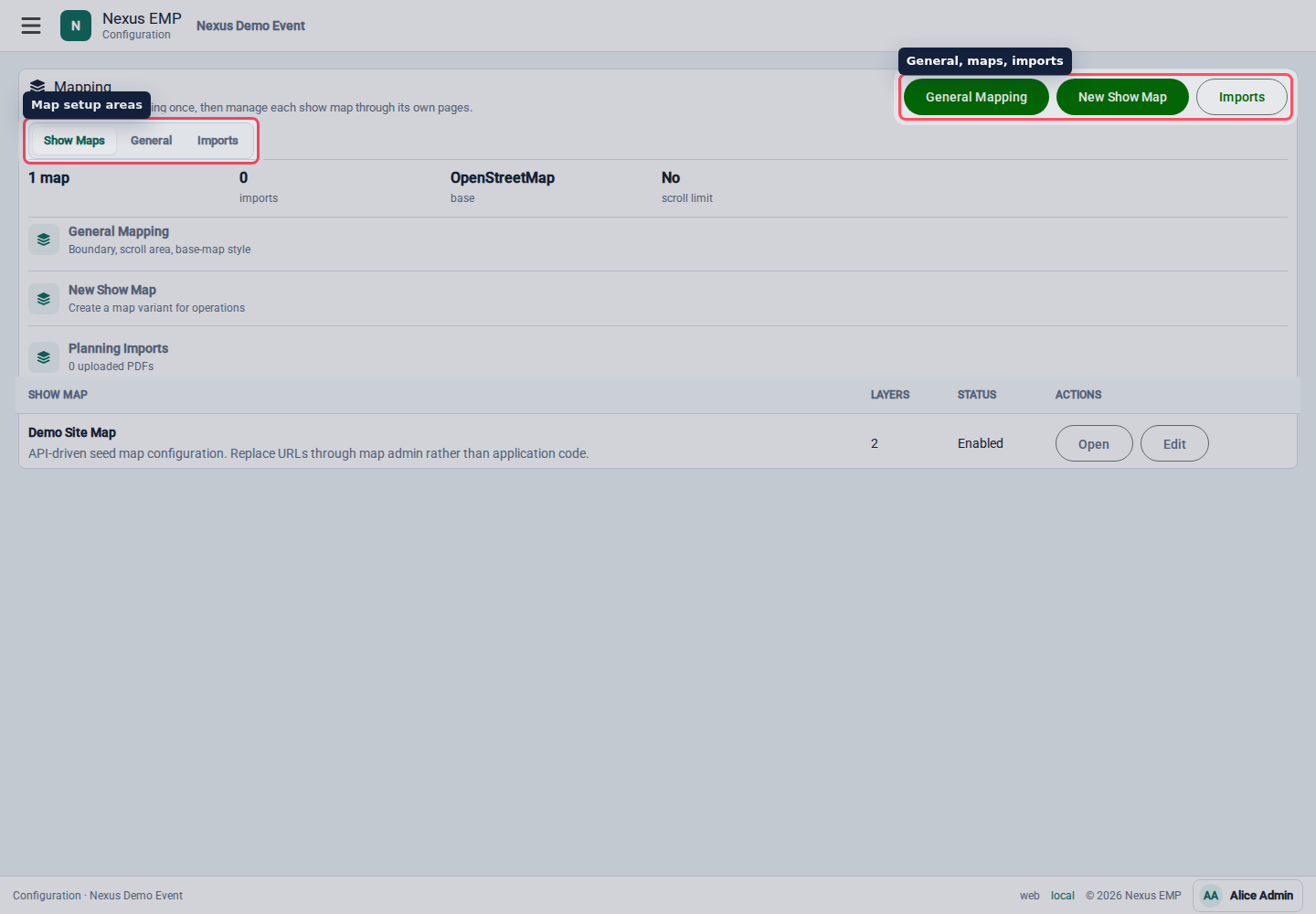 Configure mapping desktop view