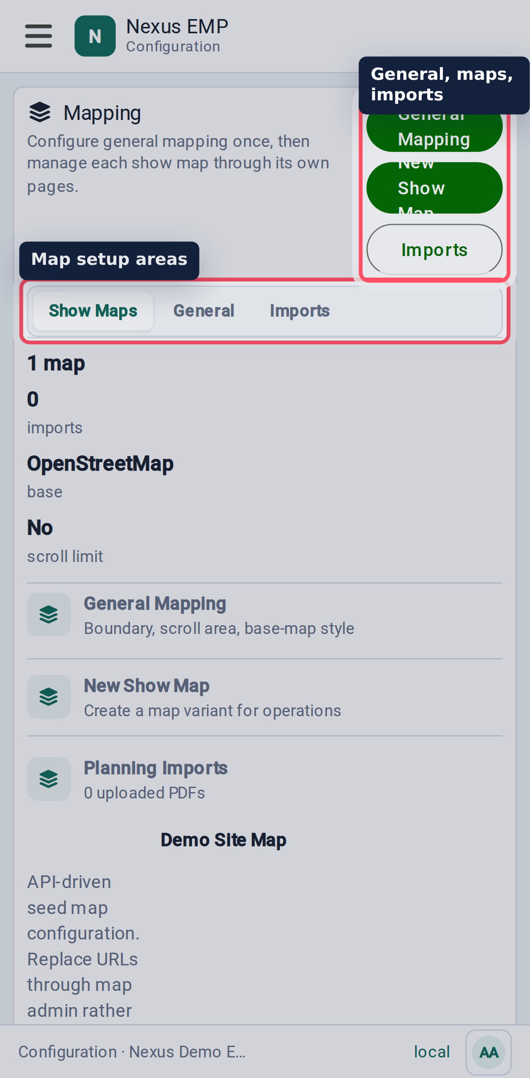 Configure mapping mobile view