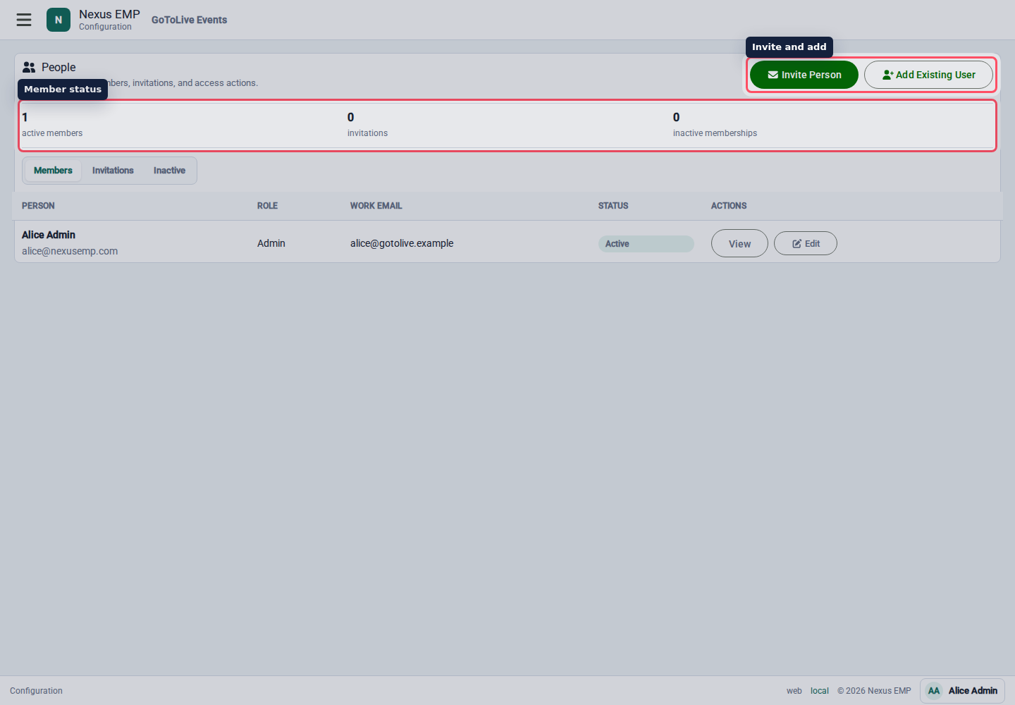 Configure people desktop view