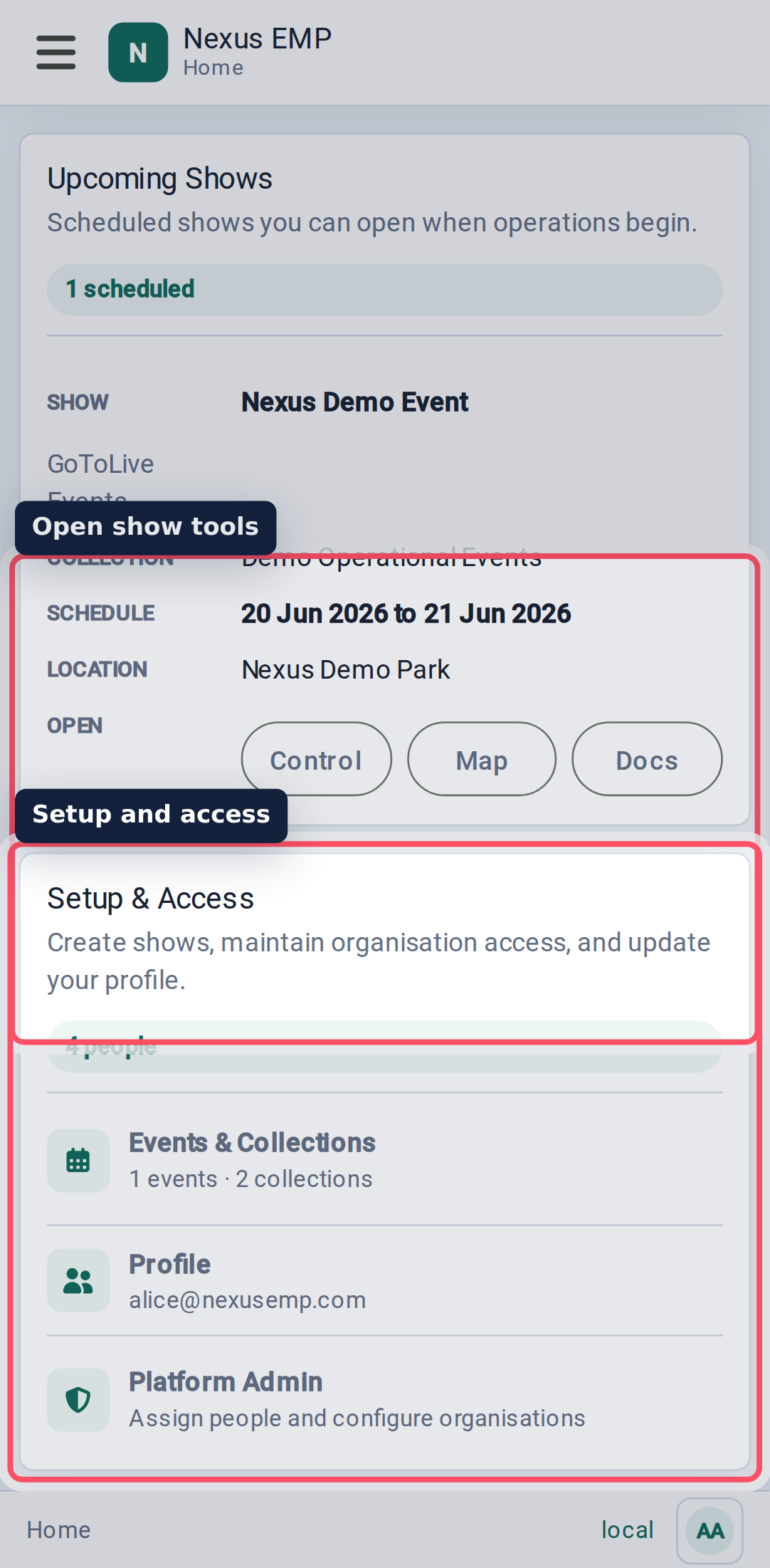 Nexus home page mobile view