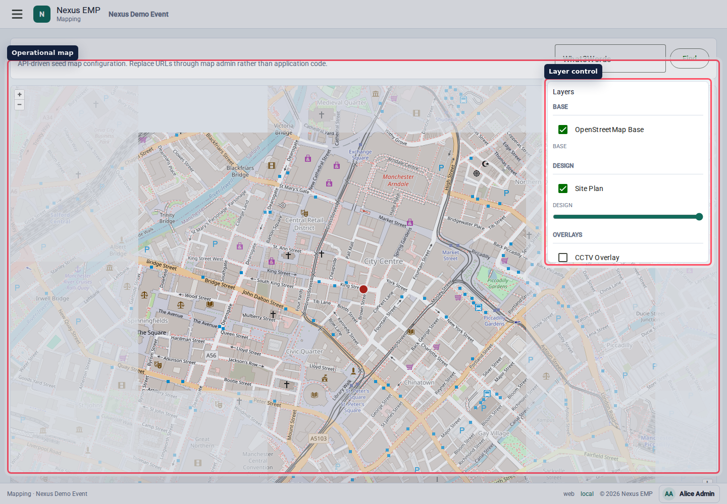 Mapping workspace desktop view